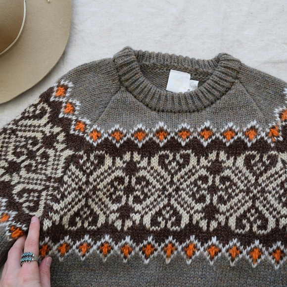 Vintage S fit Karibou Knitting Acrylic Mohair Wool Knit Chunky Raglan Sweater